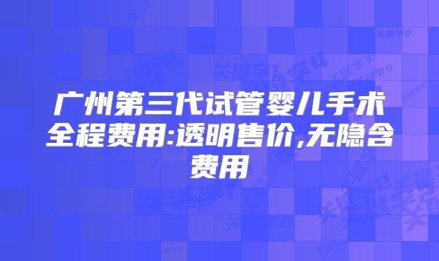 广州第三代试管婴儿手术全程费用:透明售价,无隐含费用