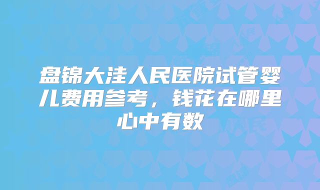 盘锦大洼人民医院试管婴儿费用参考，钱花在哪里心中有数