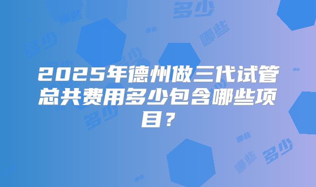 2025年德州做三代试管总共费用多少包含哪些项目？