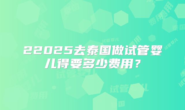 22025去泰国做试管婴儿得要多少费用?