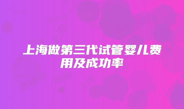 上海做第三代试管婴儿费用及成功率