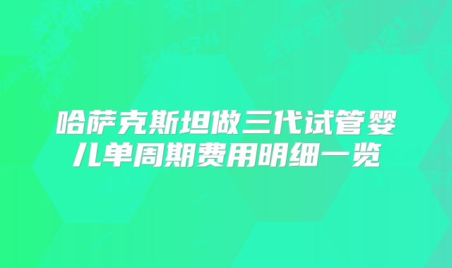 哈萨克斯坦做三代试管婴儿单周期费用明细一览