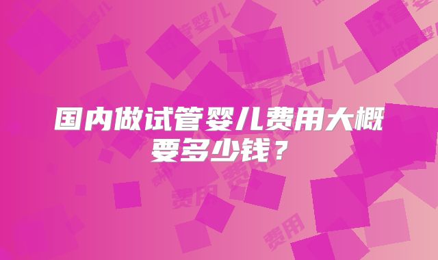 国内做试管婴儿费用大概要多少钱？