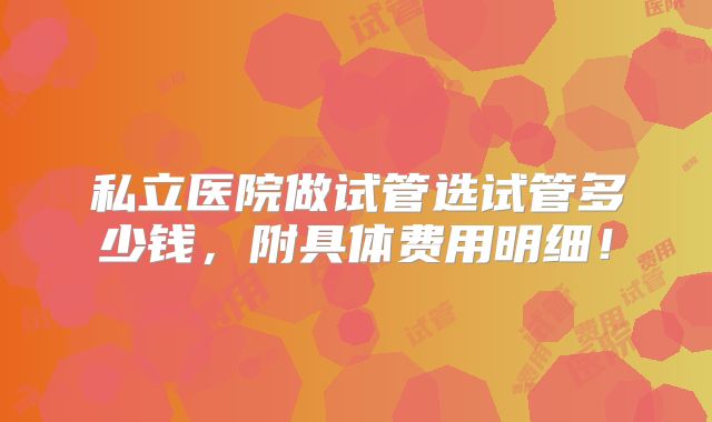私立医院做试管选试管多少钱,附具体费用明细!