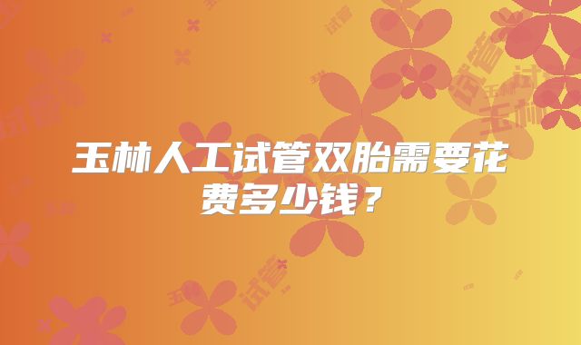 玉林人工试管双胎需要花费多少钱?