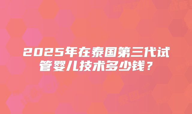 2025年在泰国第三代试管婴儿技术多少钱？