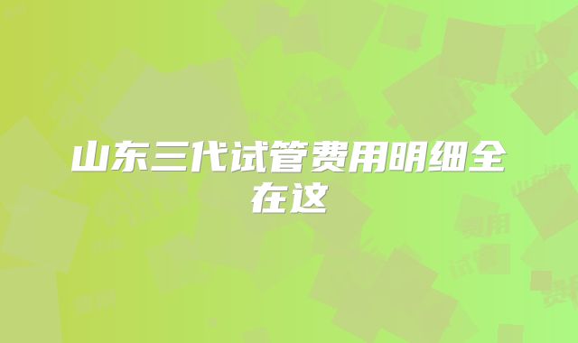 山东三代试管费用明细全在这