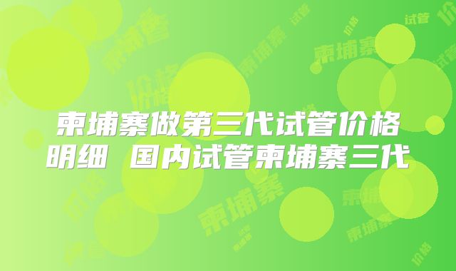 柬埔寨做第三代试管价格明细 国内试管柬埔寨三代