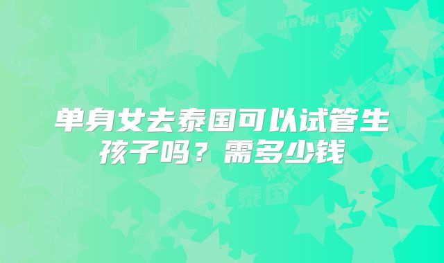 单身女去泰国可以试管生孩子吗?需多少钱