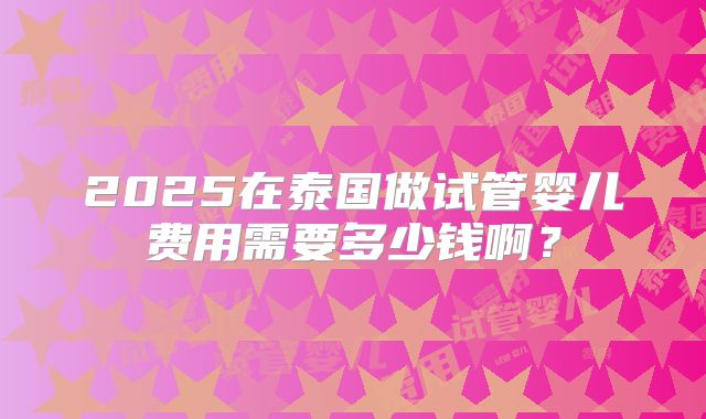 2025在泰国做试管婴儿费用需要多少钱啊？