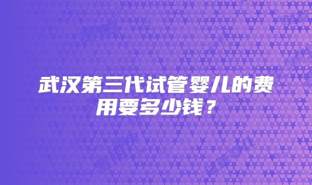 武汉第三代试管婴儿的费用要多少钱？