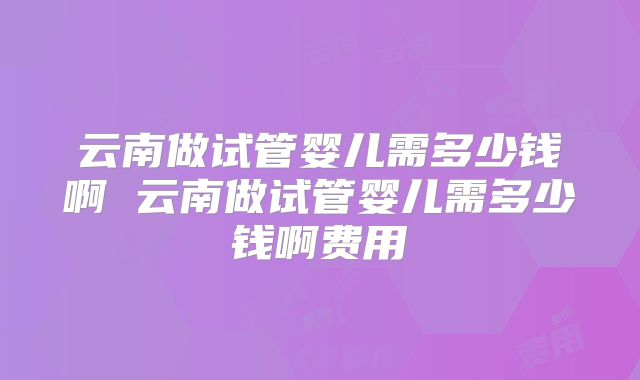 云南做试管婴儿需多少钱啊 云南做试管婴儿需多少钱啊费用