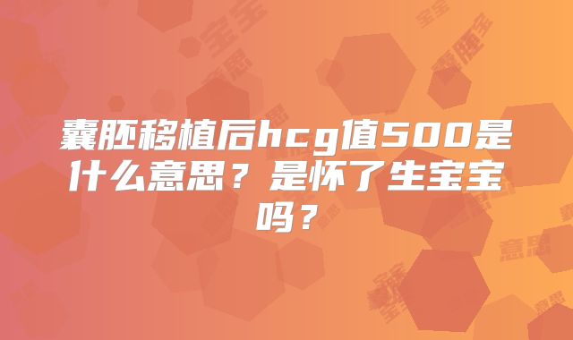囊胚移植后hcg值500是什么意思？是怀了生宝宝吗？