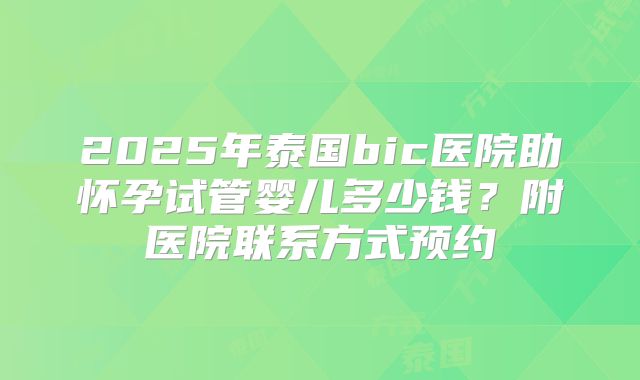 2025年泰国bic医院助怀孕试管婴儿多少钱?附医院联系方式预约