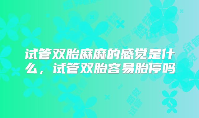 试管双胎麻麻的感觉是什么,试管双胎容易胎停吗