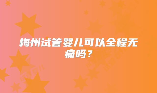 梅州试管婴儿可以全程无痛吗？