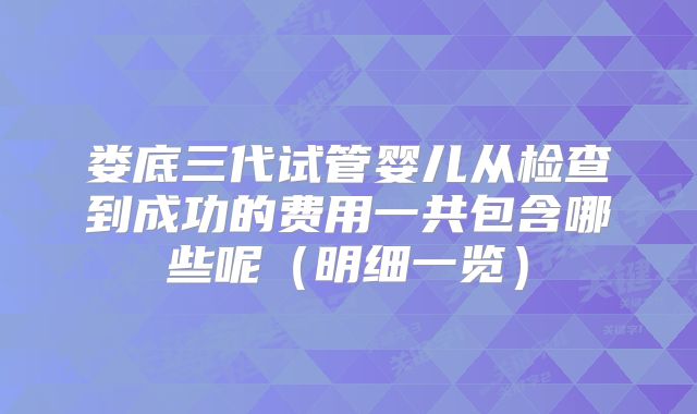 娄底三代试管婴儿从检查到成功的费用一共包含哪些呢（明细一览）