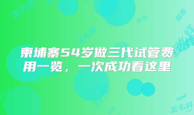 柬埔寨54岁做三代试管费用一览，一次成功看这里
