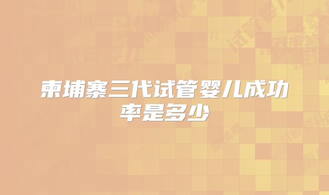 柬埔寨三代试管婴儿成功率是多少