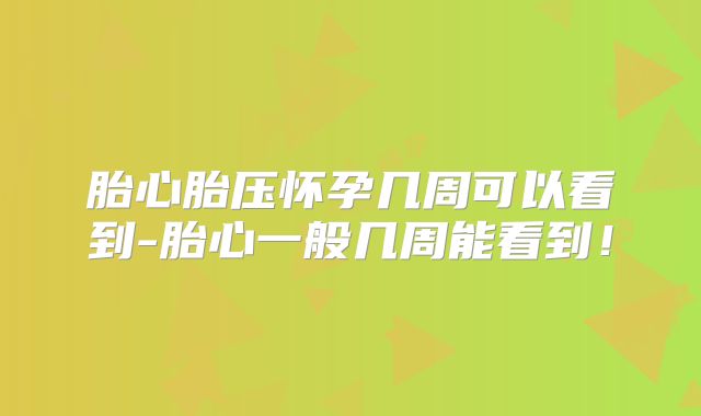 胎心胎压怀孕几周可以看到-胎心一般几周能看到!