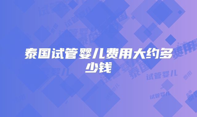 泰国试管婴儿费用大约多少钱