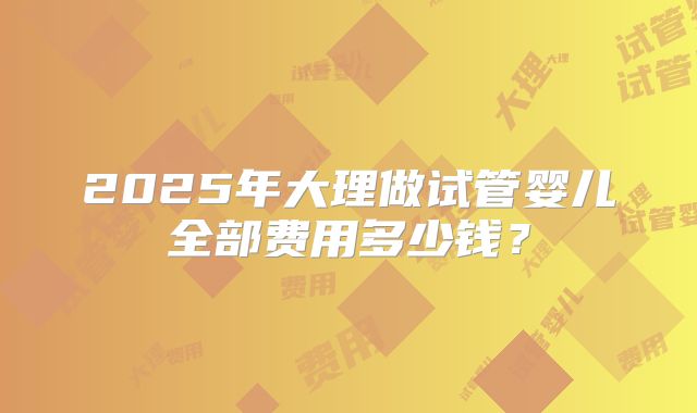 2025年大理做试管婴儿全部费用多少钱?