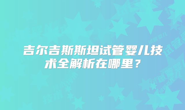 吉尔吉斯斯坦试管婴儿技术全解析在哪里？