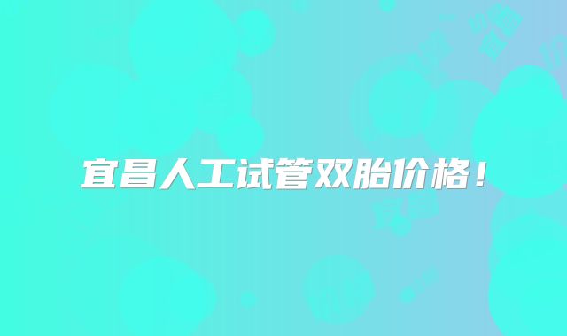 宜昌人工试管双胎价格！