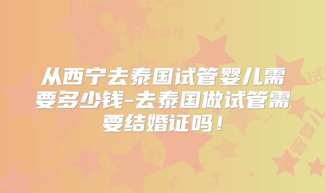 从西宁去泰国试管婴儿需要多少钱-去泰国做试管需要结婚证吗!