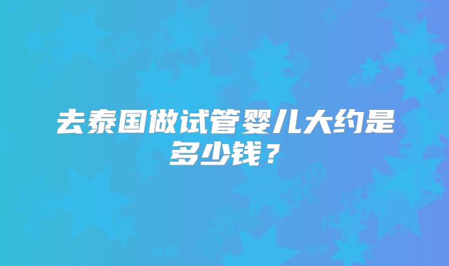 去泰国做试管婴儿大约是多少钱？