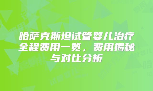 哈萨克斯坦试管婴儿治疗全程费用一览,费用揭秘与对比分析