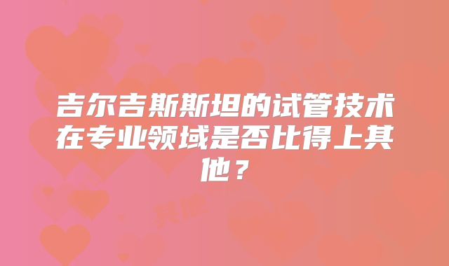 吉尔吉斯斯坦的试管技术在专业领域是否比得上其他？