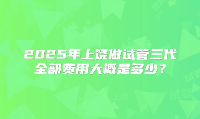 2025年上饶做试管三代全部费用大概是多少？