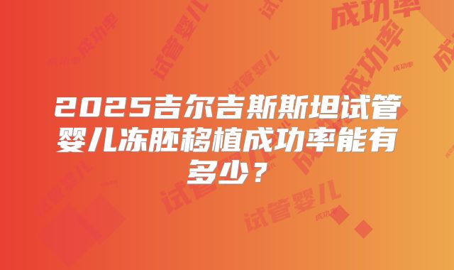 2025吉尔吉斯斯坦试管婴儿冻胚移植成功率能有多少？