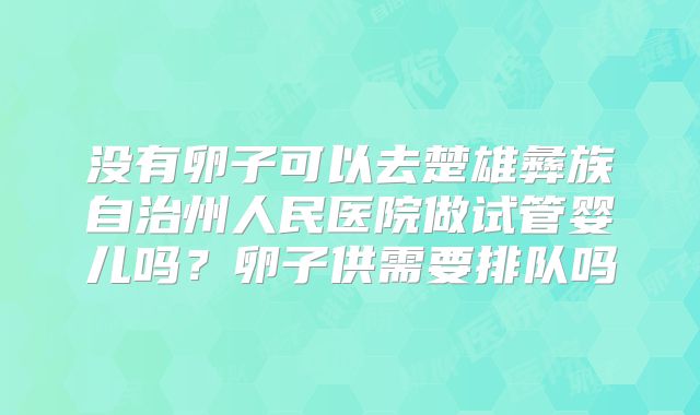 没有卵子可以去楚雄彝族自治州人民医院做试管婴儿吗?卵子供需要排队吗