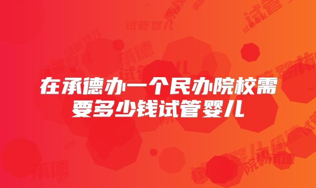 在承德办一个民办院校需要多少钱试管婴儿