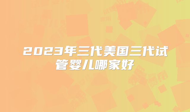 2023年三代美国三代试管婴儿哪家好