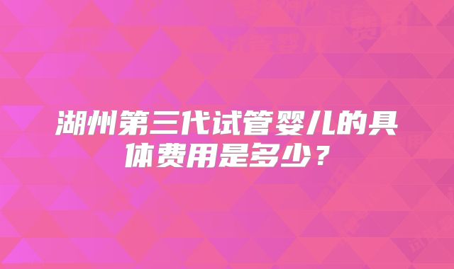 湖州第三代试管婴儿的具体费用是多少？