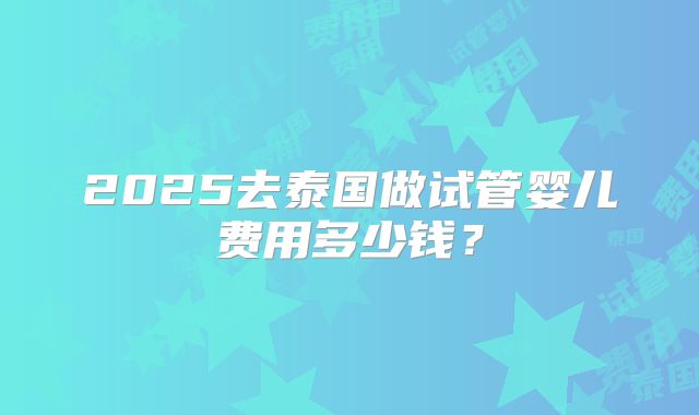 2025去泰国做试管婴儿费用多少钱？