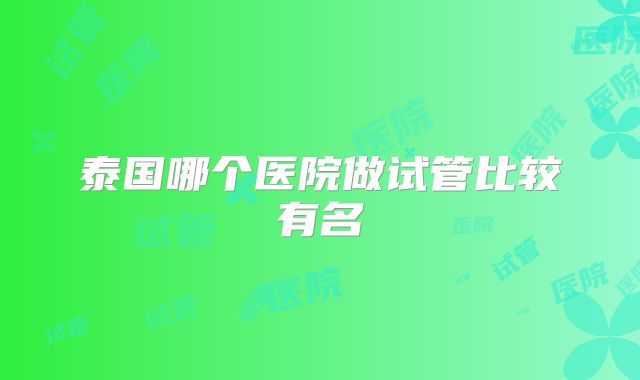 泰国哪个医院做试管比较有名