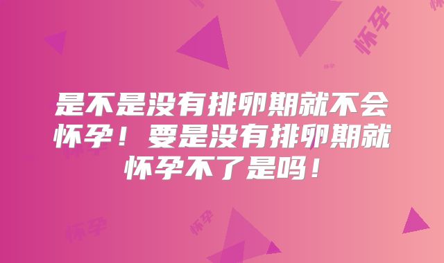 是不是没有排卵期就不会怀孕!要是没有排卵期就怀孕不了是吗!