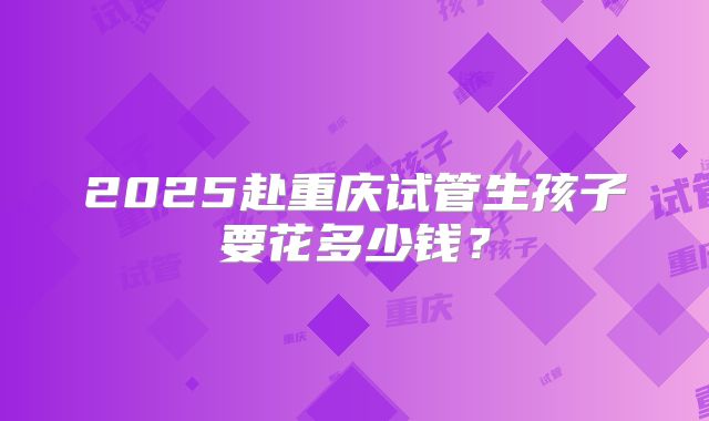 2025赴重庆试管生孩子要花多少钱？