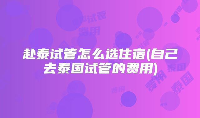 赴泰试管怎么选住宿(自己去泰国试管的费用)