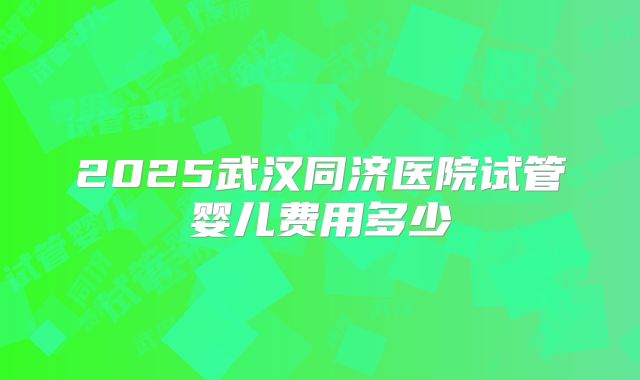 2025武汉同济医院试管婴儿费用多少