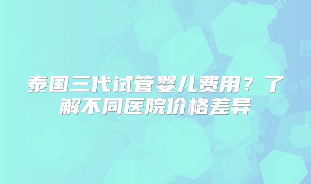 泰国三代试管婴儿费用？了解不同医院价格差异