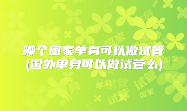 哪个国家单身可以做试管(国外单身可以做试管么)