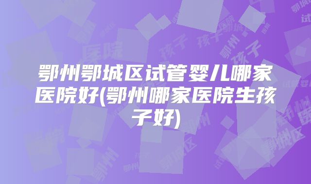 鄂州鄂城区试管婴儿哪家医院好(鄂州哪家医院生孩子好)