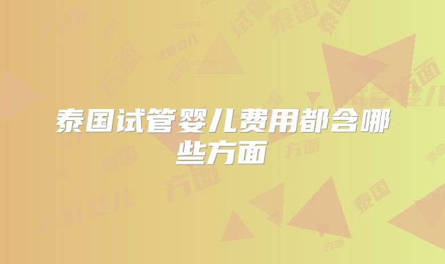 泰国试管婴儿费用都含哪些方面
