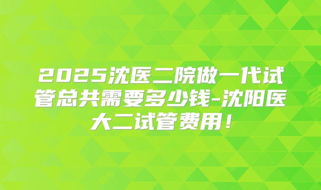 2025沈医二院做一代试管总共需要多少钱-沈阳医大二试管费用！