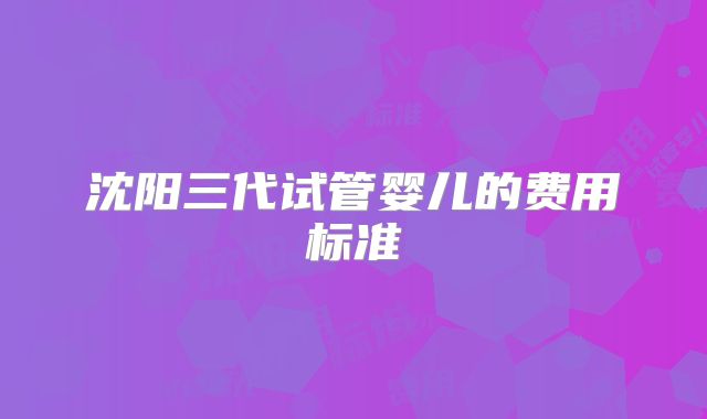沈阳三代试管婴儿的费用标准